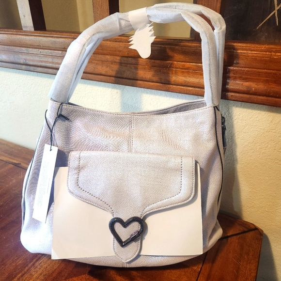 Aimee Kestenberg Leather Expandable Shopper Mystic Metallic Lovers Lane Bag - Picture 4 of 16